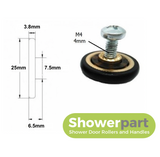 Shower Door Rollers/Runners/Wheels 25mm Wheel Diameter Replacement Parts SB7 x 1