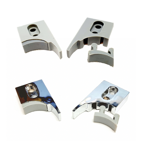 Shower/Bathroom Door Plastic Rubber Stops Top and Bottom / Right & Left K005 Grey or Chrome finish
