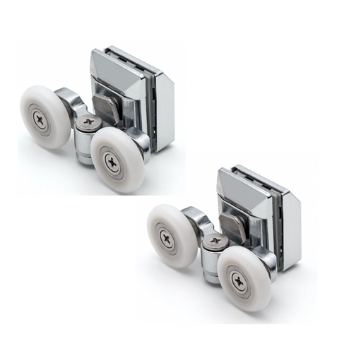 2 x Twin Top Zinc Alloy Shower Door Rollers/Runners/Wheels 20mm, 23mm or 25mm Wheel Diameter 6mm or 8mm thick glass L020