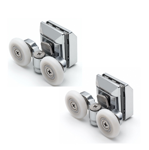 2 x Twin Top Zinc Alloy Shower Door Rollers/Runners/Wheels 20mm, 23mm or 25mm Wheel Diameter L020