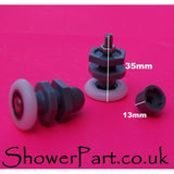 4 x Replacement Shower Door Rollers/Runners/Wheels 19mm, 20mm, 23mm, 25mm or 27mm Wheel Diameter K040