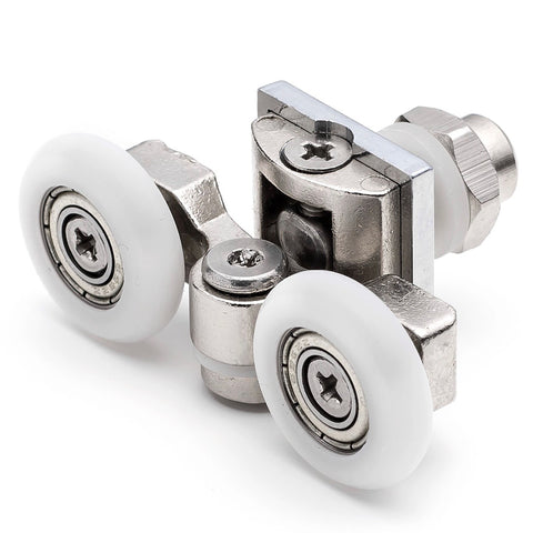 2 x Twin Top Zinc Alloy Shower Door Rollers/Runners/Wheels 20mm, 23mm or 25mm Wheel Diameter L057