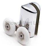 2 x Chromeplate Bottom Double Shower door Rollers/Runners/Wheels 23mm or 25mm wheel diameter L061