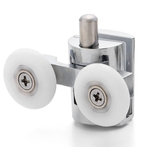 2 x Chromeplated Double Bottom Shower Rollers /Runners/Wheels 23 or 25mm Wheel Diameter L089