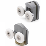 Set of 2 Double Shower Door Rollers/Runners /Guides/Wheels 23mm or 25mm Wheel Diameter Grey Plastic L105