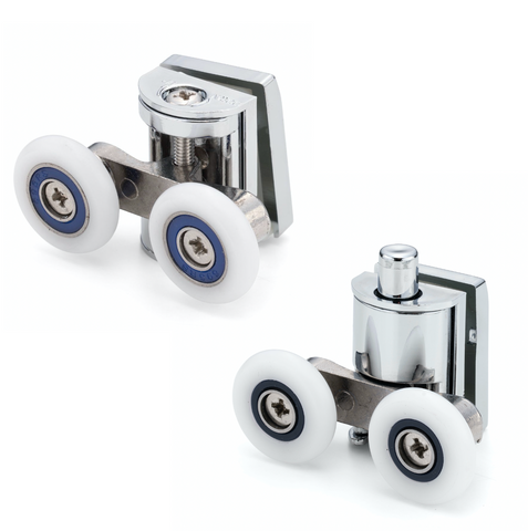 1 x Eastbrook Double Top or Bottom Zinc Alloy Shower Door Rollers/Runners 23mm or 25mm Wheel Diameter ES1