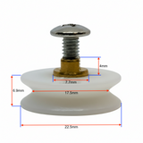 4 x Replacement Shower Door Rollers/Runners/Wheels V Grooved 23mm Wheel Diameter K099