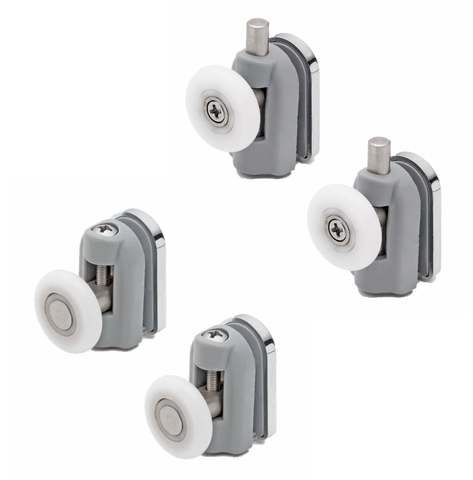 Set of 4 x L094 Single Shower Door Rollers(2 top and 2 bottom)/Runners/Wheels 19mm, 23mm, 25mm or 27mm Wheel Diameter