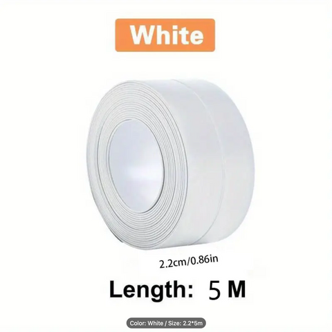 5 metres  of PVC Waterproof Sealing Tape, Self-Adhesive for Bathroom Sink, Shower, Bathtub, Toilet - Plastic, Durable Sealant. NR8