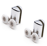 2 x Chromeplate Bottom Double Shower door Rollers/Runners/Wheels 23mm or 25mm wheel diameter L061