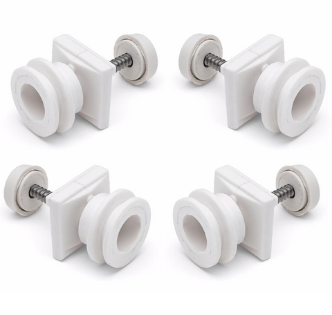 4 x Shower Door Rollers Joint Ball Grooved Sovereign Circled Slot Wheels/Runners 19mm WHITE or BLACK L1