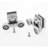 2 x Double Top Zinc Alloy Shower Door Rollers/Runners 20mm, 23mm, 25mm or 27mm Wheel Diameter (6mm or 8mm Glass) L067