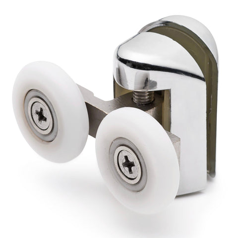 2 x Chromeplate Top Double Shower door Rollers/Runners/Wheels 23mm or 25mm Wheel Diameter L061