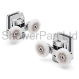 2 x Double Top Zinc Alloy Shower Door Rollers/Runners 20mm, 23mm, 25mm or 27mm Wheel Diameter (6mm or 8mm Glass) L067