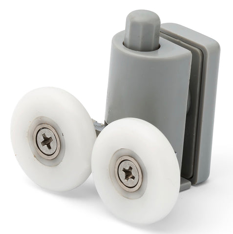 2 x Double Bottom Shower Door Rollers/Runners /Guides/Wheels 23mm or 25mm Wheel Diameter L073P