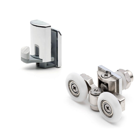 Set of 4 Shower Door Rollers/Runners/Hooks/Guides 20mm/23.3mm/25mm Wheel Diameter L086-L057