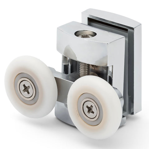 2 x Twin Top Zinc Alloy Shower Door Rollers/Runners/Spares 23mm Wheel Diameter L101