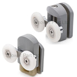 Set of 2 Double Shower Door Rollers/Runners /Guides/Wheels 23mm or 25mm Wheel Diameter Grey Plastic L105