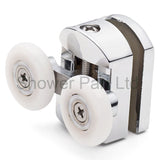 ––2 x Double Top Shower Door Rollers/Runners/ Guides/Wheels 25mm Wheel Diameter Chrome L105