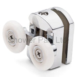 Set of 2 Double Shower Door Rollers/Runners/ Guides/Wheels 23mm or 25mm Wheel Diameter Chrome L105