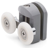 Set of 2 Double Shower Door Rollers/Runners /Guides/Wheels 23mm or 25mm Wheel Diameter Grey Plastic L105