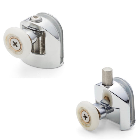 Set of 2 Single Top and Bottom Shower Door Rollers/Runners 23mm Wheel Diameter AQ1
