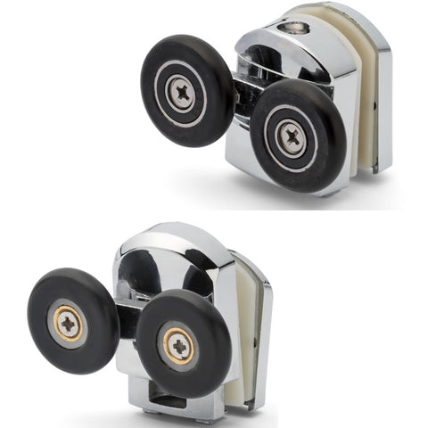 Set of 4 Chromeplate Top and Bottom Double Shower door Rollers/Runners/Wheels 23mm or 25mm Wheel Diameter APQ5