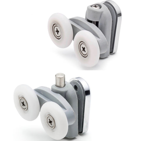 Set of 2 Double Shower Door Rollers/Runners/Wheels 23mm 25mm or 27mm Wheel Diameter L076